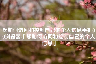 您如何访问和控制自己的个人信息手机QQ浏览器「您如何访问和控制自己的个人信息」