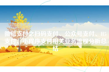 微信支付之扫码支付、公众号支付、H5支付、小程序支付相关业务流程分析总结