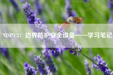 NISP3.3：边界防护安全设备——学习笔记