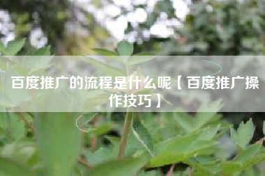 百度推广的流程是什么呢【百度推广操作技巧】