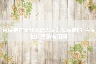 百度推广是什么意思呢怎么赚钱的_百度推广真的有用吗