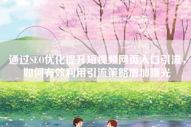 通过SEO优化提升短视频网页入口引流，如何有效利用引流策略增加曝光