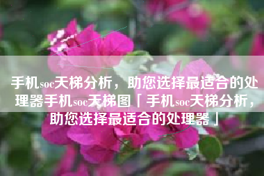 手机soc天梯分析，助您选择最适合的处理器手机soc天梯图「手机soc天梯分析，助您选择最适合的处理器」